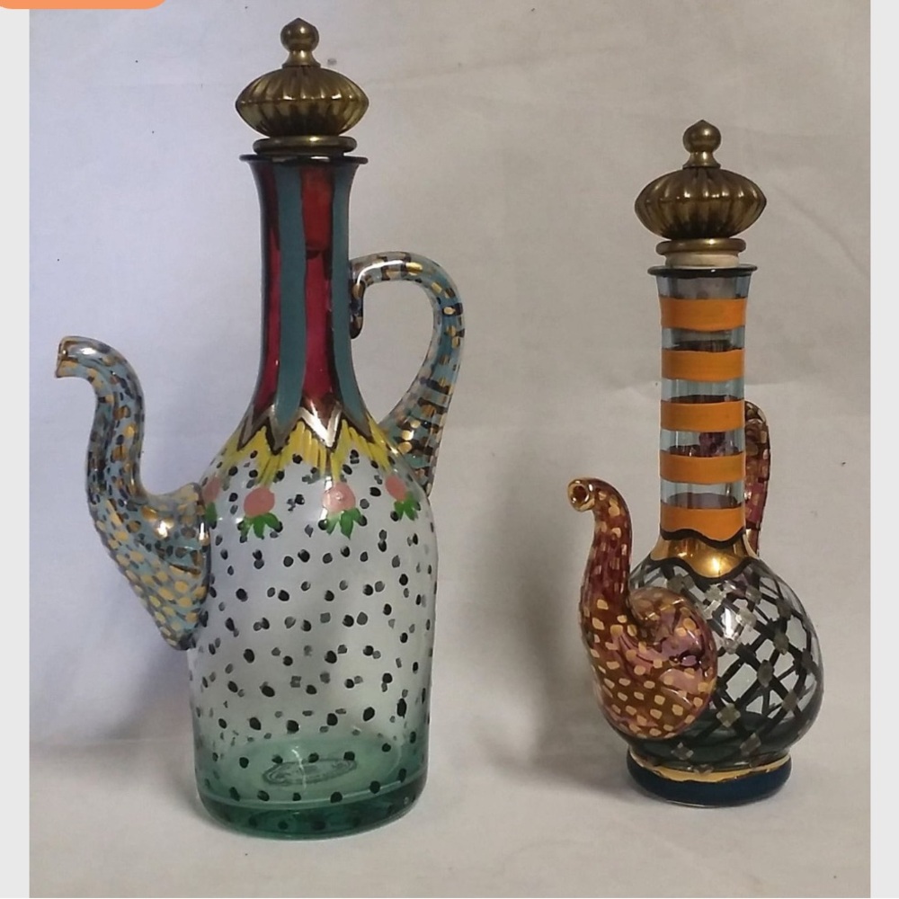 MacKenzie-Childs Glass cruet oil vinegar circus glass designer Pitchers retired